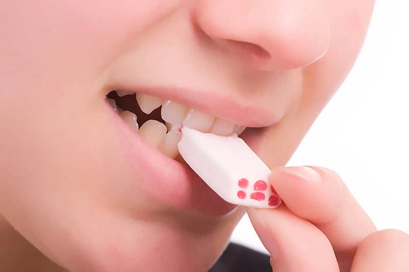 person chewing gum